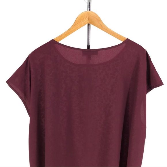 Lane Bryant Sequin Top Cap Sleeves Burgundy Blouse NWT - Picture 5 of 11